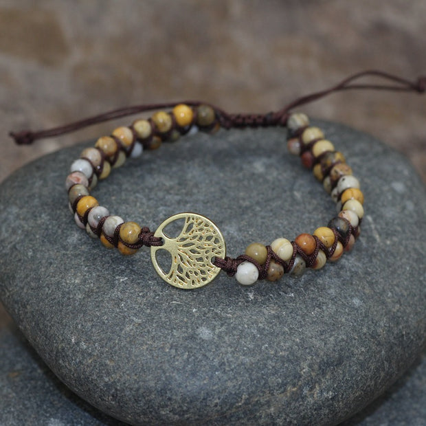 Natural Stone Tree Of Life Charm Bracelet Women