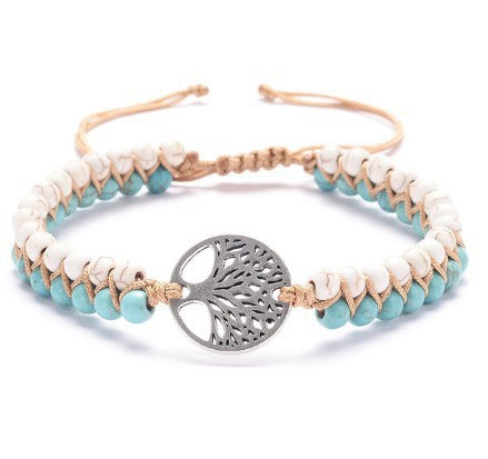 Natural Stone Tree Of Life Charm Bracelet Women