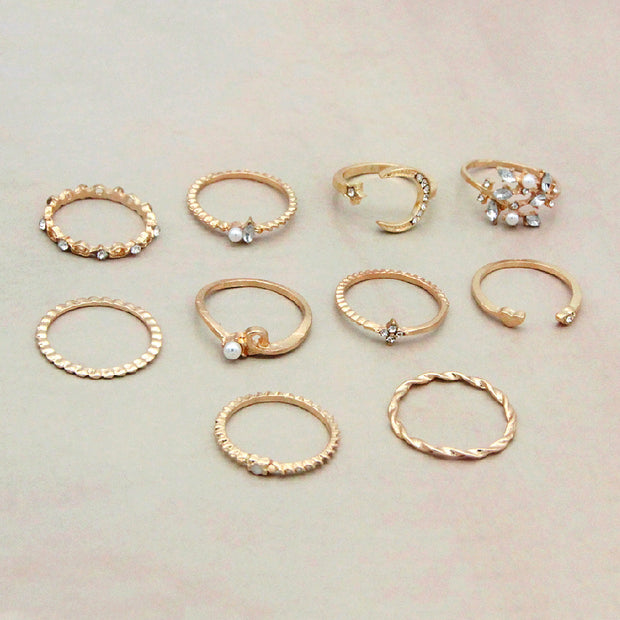 Fashion Star Moon 10-Piece Ring