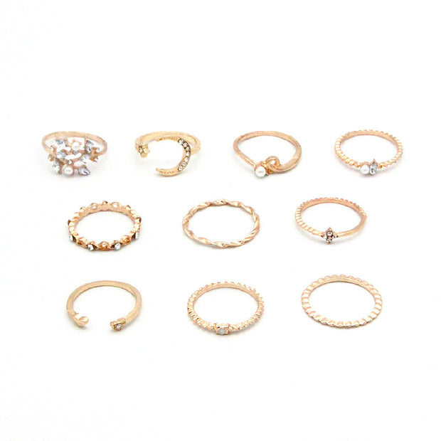 Fashion Star Moon 10-Piece Ring