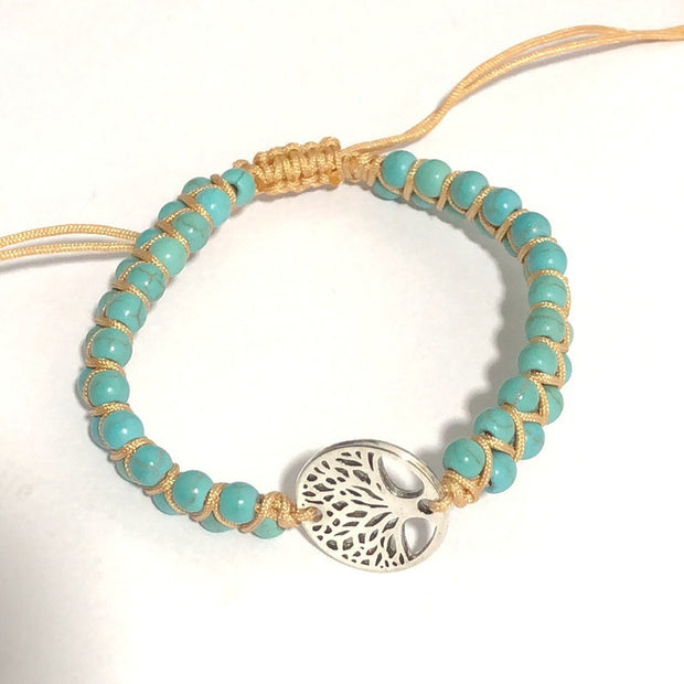 Natural Stone Tree Of Life Charm Bracelet Women